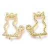 Brass Micro Pave Clear Cubic Zirconia Open Back Bezel Links Connectors ZIRC-J024-11G-2