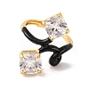 Rhombus Brass Micro Pave Clear Cubic Zirconia Adjustable Rings RJEW-U009-13G-3