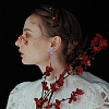 8 Pairs 8 Colors Steel Flower Stud Earrings Set with Alloy Pins for Women EJEW-FI0001-58-7