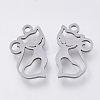 Tarnish Resistant 201 Stainless Steel Kitten Pendants LS-X-STAS-S110-048P-1