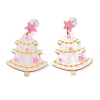 Glitter Star Christmas Tree Acrylic Dangle Stud Earrings LS-EJEW-L203-12A-1