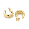 C-Shaped Brass Pave Clear Cubic Zirconia Stud Earrings EJEW-M258-69G-2