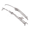 2Pcs 2 Styles 304 Stainless Steel Cable Chain Paperclip Chain Charm Double Layer Anklets for Women AJEW-AN00740-03-6