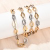 201 Stainless Steel Oval & Rhombus Link Chain Necklaces for Women NJEW-B143-01GP-1