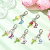 5Pcs Glass Tulip & Alloy Enamel Butterfly Pendant Decorations HJEW-JM04154-1