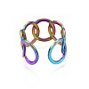 304 Stainless Steel Interlocked Rings Cuff Ring RJEW-N038-085-3