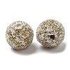 Spray Painted Wood European Beads with Rhinestone RESI-C038-03D-2
