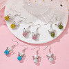 5 Pairs 5 Color Polymer Clay Rhinestone & Glass Pearl Beaded Dangle Earrings EJEW-JE05444-S-2