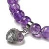 8.5mm Round Natural Amethyst Beaded Stretch Bracelets BJEW-C074-01M-3
