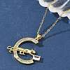 Brass Micro Pave Clear Cubic Zirconia Pendant Necklaces for Women NJEW-S449-01B-G-1