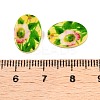 Natural Freshwater Shell Double Face Printed Oval Charms SHEL-T020-05C-3