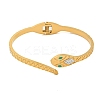 Snake 304 Stainless Steel Rhinestone Open Cuff Bangles for Women BJEW-P327-01A-G-2