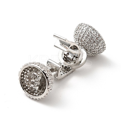 Brass Micro Pave Clear Cubic Zirconia Fold Over Clasps KK-G414-09P-1