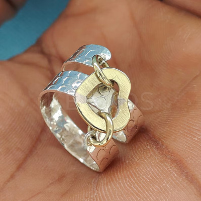 Hammered Alloy Finger Link Rings for Women FS-WG9B92C-05-1