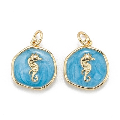 Brass Enamel Pendants X-KK-A155-08G-1