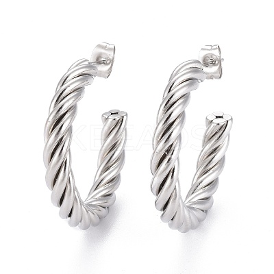 Tarnish Resistant 304 Stainless Steel Half Hoop Earrings EJEW-F257-10P-1