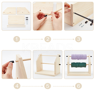 2 Spools Solid Wooden Thread Rack AJEW-WH0323-60-1