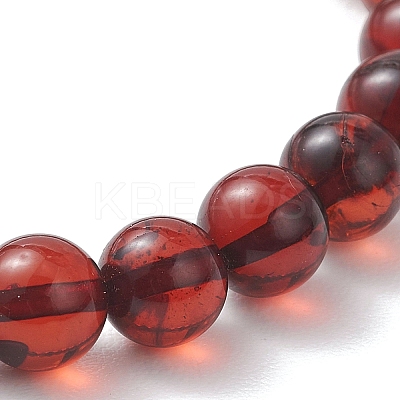 Natural Amber Round Beads Stretch Bracelets for Women Men BJEW-JB13378-1