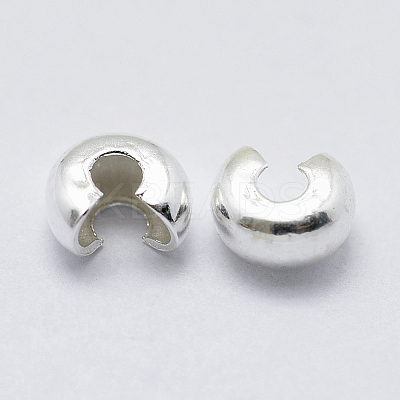 925 Sterling Silver Crimp Beads Cover X-STER-G027-27S-3mm-1