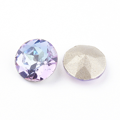 Pointed Back & Back Plated Glass Rhinestone Cabochons LS-RGLA-J012-8mm-001VL-1