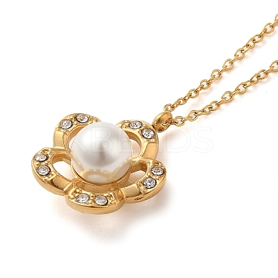 Flower PVD Vacuum Plating 304 Stainless Steel Pendant Necklaces NJEW-G125-09G-1