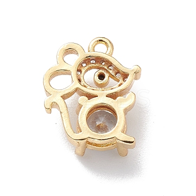 Rack Plating Brass Micro Pave Cubic Zirconia Charms KK-P231-01G-1