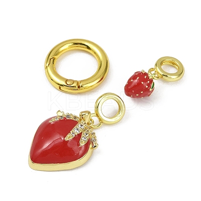 Strawberry Brass Micro Pave Clear Cubic Zirconia Spring Gate Rings KK-M322-10G-1