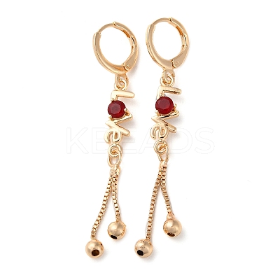 Glass Word Love Leverback Earrings EJEW-K256-15KCG-1