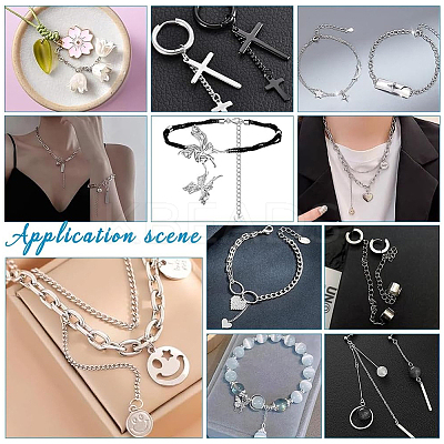 100Pcs 2 Colors 304 Stainless Steel Chain Extender STAS-UN0060-92-1