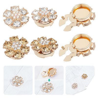 4Pcs 2 Colors Alloy Rhinestone Cufflinks HJEW-NB00220-1