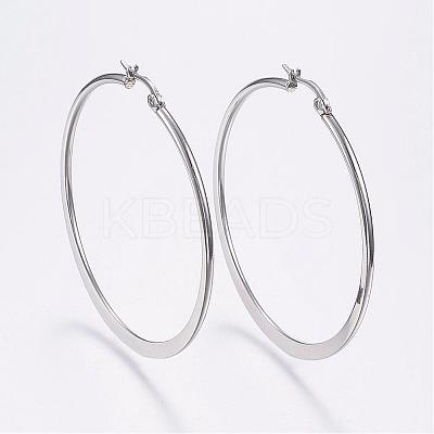 Tarnish Resistant 304 Stainless Steel Big Hoop Earrings EJEW-F105-17P-1
