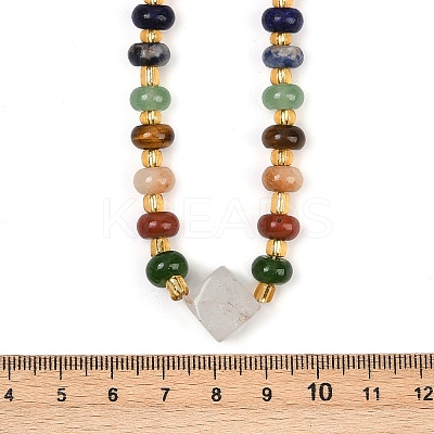 Natural Red Jasper & Red Agate & Quartz Crystal & Green Aventurine & Blue Spot Stone & Topaz Jade & Mahogany Obsidian & Tiger Eye & Synthetic Malachite Beaded Necklaces NJEW-B137-01-1