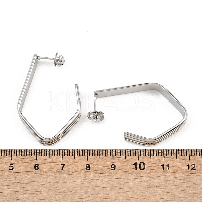 304 Stainless Steel Polygon Stud Earrings EJEW-P324-12P-1