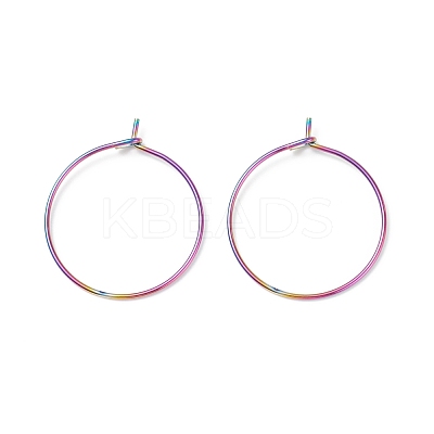 Ion Plating(IP) 316 Surgical Stainless Steel Hoop Earrings Findings STAS-F149-32M-E-1