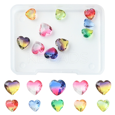 10Pcs 2 Style Faceted K9 Glass Rhinestone Cabochons GGLA-FS0001-02-1