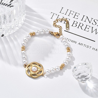 Ion Plating(IP) 304 Stainless Steel Link Bracelets for Women BJEW-P345-07G-1