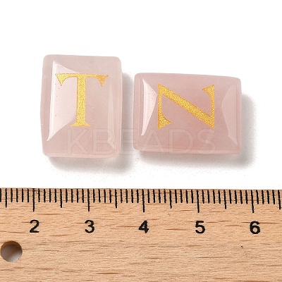26Pcs Natural Rose Quartz Healing Rectangle with Letter A~Z Display Decorations G-K335-07B-1