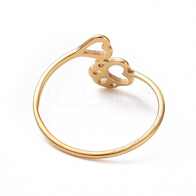 Ion Plating(IP) 201 Stainless Steel Paw Print and Heart Finger Ring RJEW-J051-27G-1