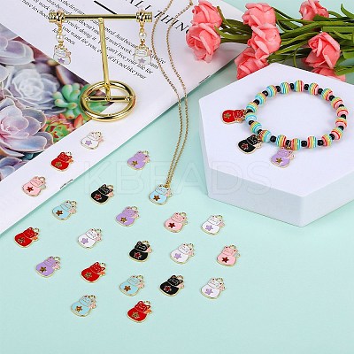60Pcs 6 Colors Alloy Enamel Pendants ENAM-SZ0004-05-1