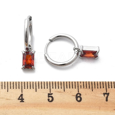 304 Stainless Steel Micro Pave Cubic Zirconia Hoop Earrings STAS-R004-06P-01-1