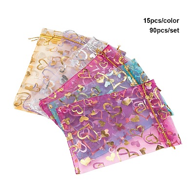 Heart Printed Organza Bags OP-PH0001-11-1
