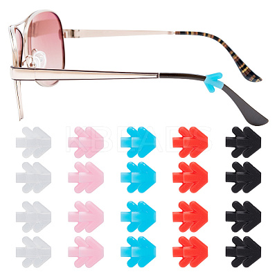 20 Pairs 5 Colors Arrow Silicone Eyeglasses Ear Grips Sleeve Holder AJEW-DR0001-20-1