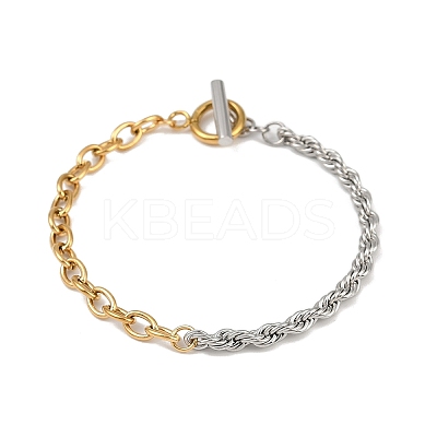 304 Stainless Steel Cable & Rope Chain Bracelets for Women BJEW-K279-03GP-1