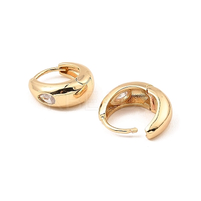 Brass Micro Pave Cubic Zirconia Hoop Earring EJEW-D078-34A-KCG-1