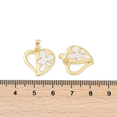 Brass Pave Natural White Shell Pendants KK-R213-02G-03-1
