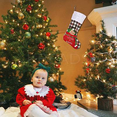 2Pcs 2 Style Christmas Socks Gift Bags HJEW-SZ0001-08-1
