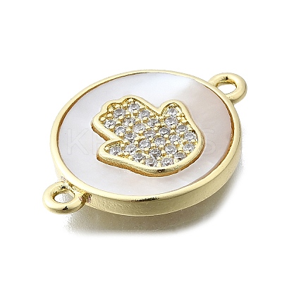 Hamsa Hand Connector Charms KK-V010-02G-02-1