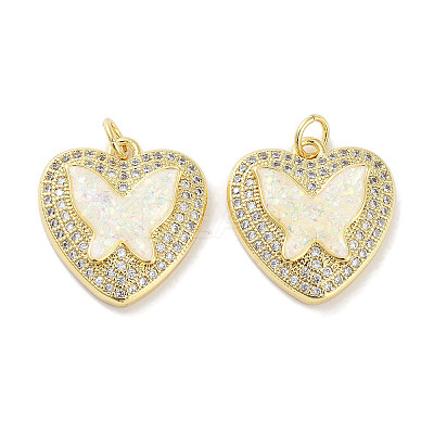 Brass Micro Pave Clear Cubic Zirconia Pendants KK-L213-018G-03-1