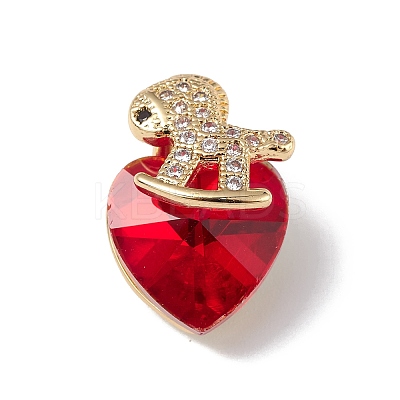 Real 18K Gold Plated Rack Plating Brass Micro Pave Clear Cubic Zirconia Pendants KK-C015-09G-06-1