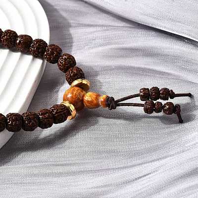 Buddhist Jewelry Prayer 108 Rudraksha Seed Mala Beads Necklaces NJEW-M102-01-1